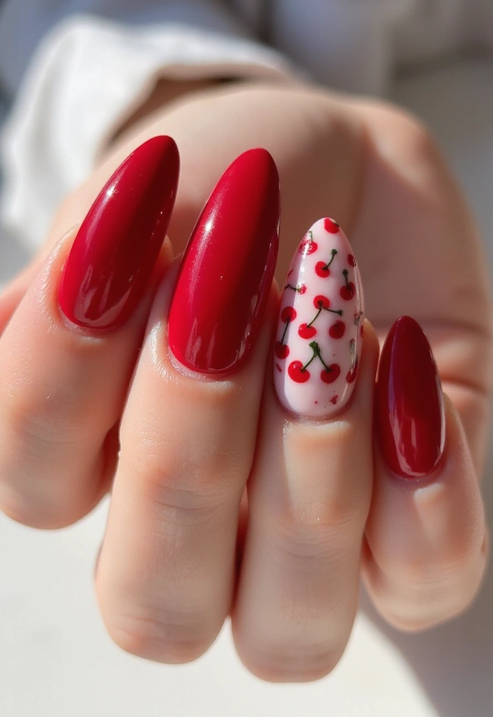 20 Eye-Catching Cherry Nail Designs for the Aesthetic Lover! - 1. Classic Cherry Red