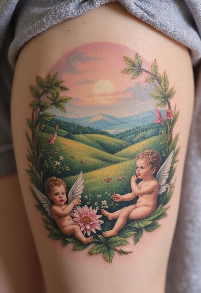 23 Rococo Revival Tattoos for the Baroque Beauty in You - 22. Rococo-Inspired Nature Scenes