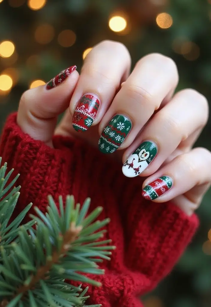 25 Festive Christmas Nail Ideas to Try This Holiday Season - 19. Christmas Sweater