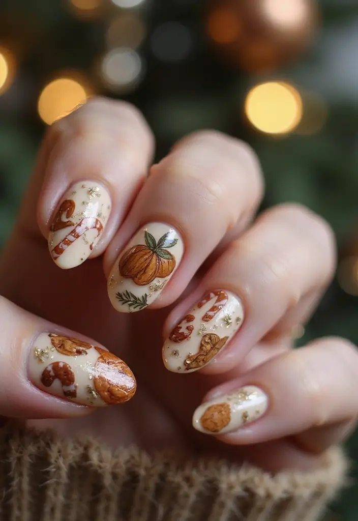 25 Festive Christmas Nail Ideas to Try This Holiday Season - 24. Nutty Festivities