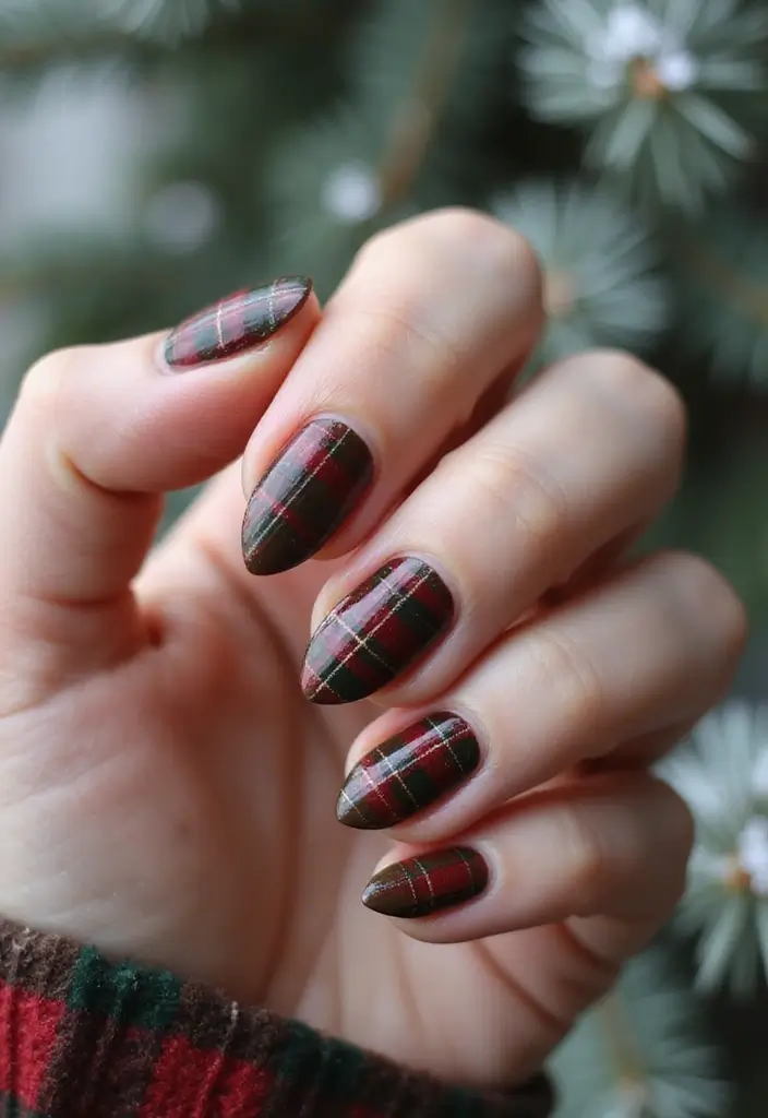 26 Creative Seasonal Nail Designs for Fall to Winter - 18. Rustic Plaid