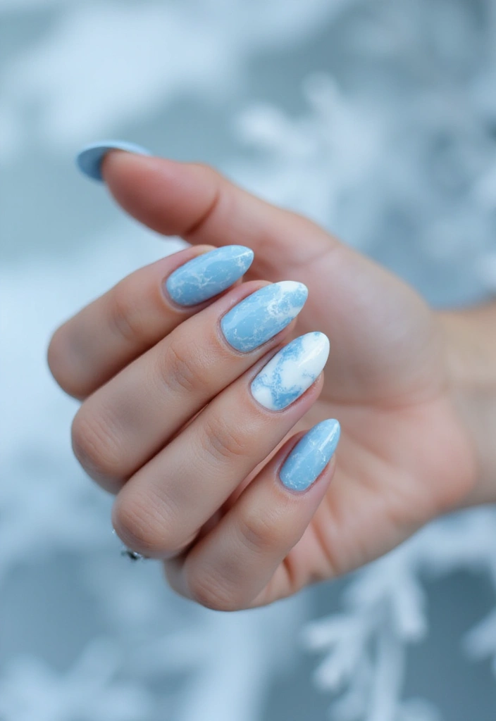 26 Creative Seasonal Nail Designs for Fall to Winter - 20. Glacial Marble