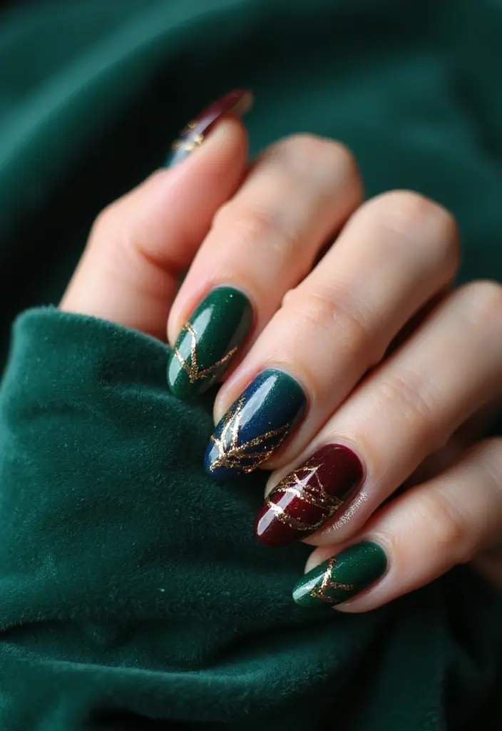 28 Chic Winter Nail Designs That Feel Cozy and Stylish - 7. Jewel Tones Galore